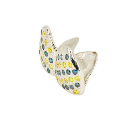 2 Top or 2 Bottom Blue and Yellow Diamond Grillz [S7035] - Johnny Dang & Co