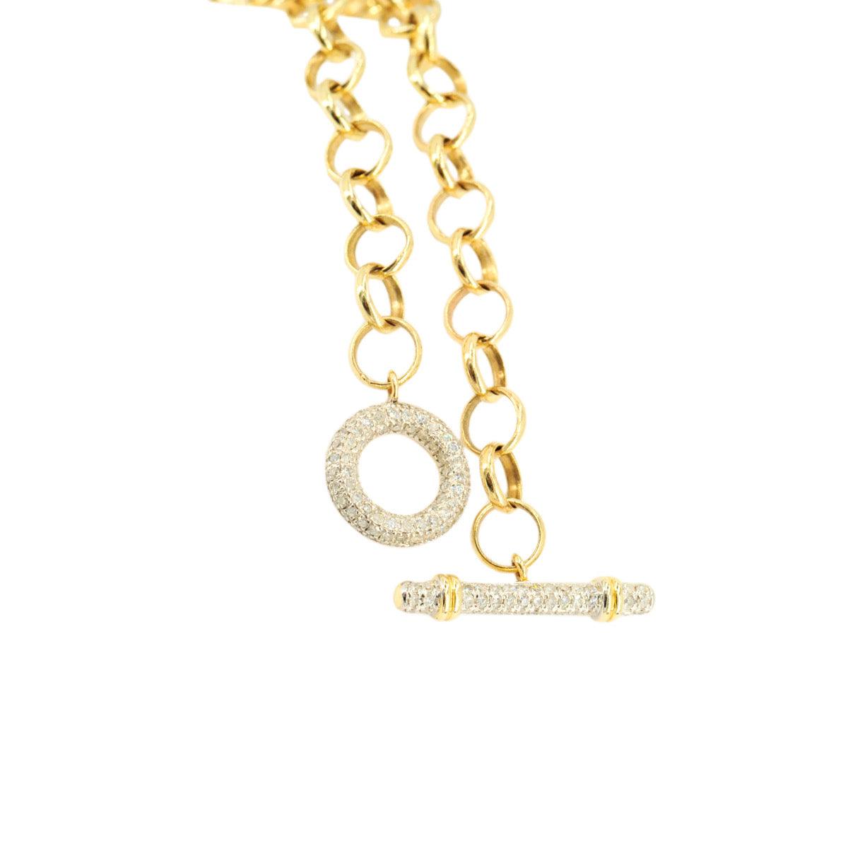 10k Gold 0.45ctw Diamond Charm Bracelet 7.5". Bracelet Only. Charms Sold Separately - Johnny Dang & Co