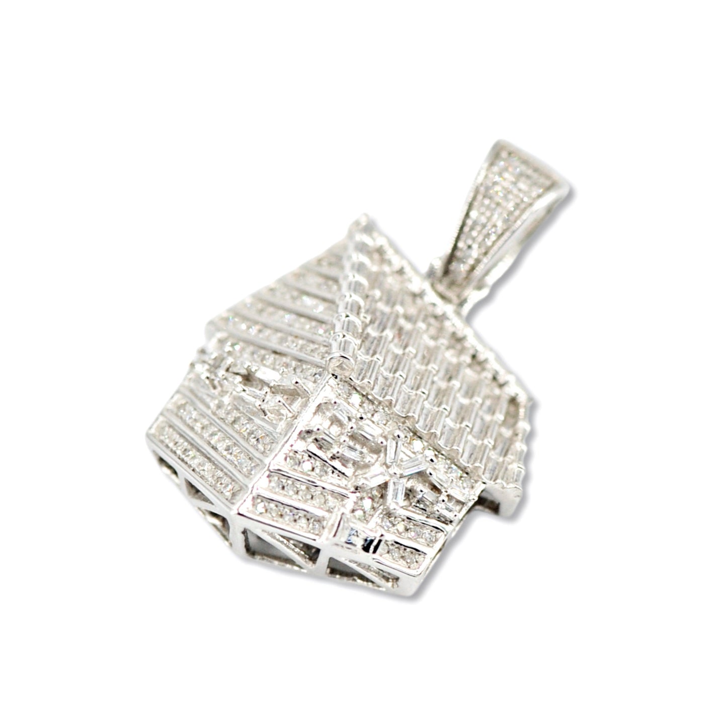 10K White Gold Diamond Trapp House Pendant - Johnny Dang & Co