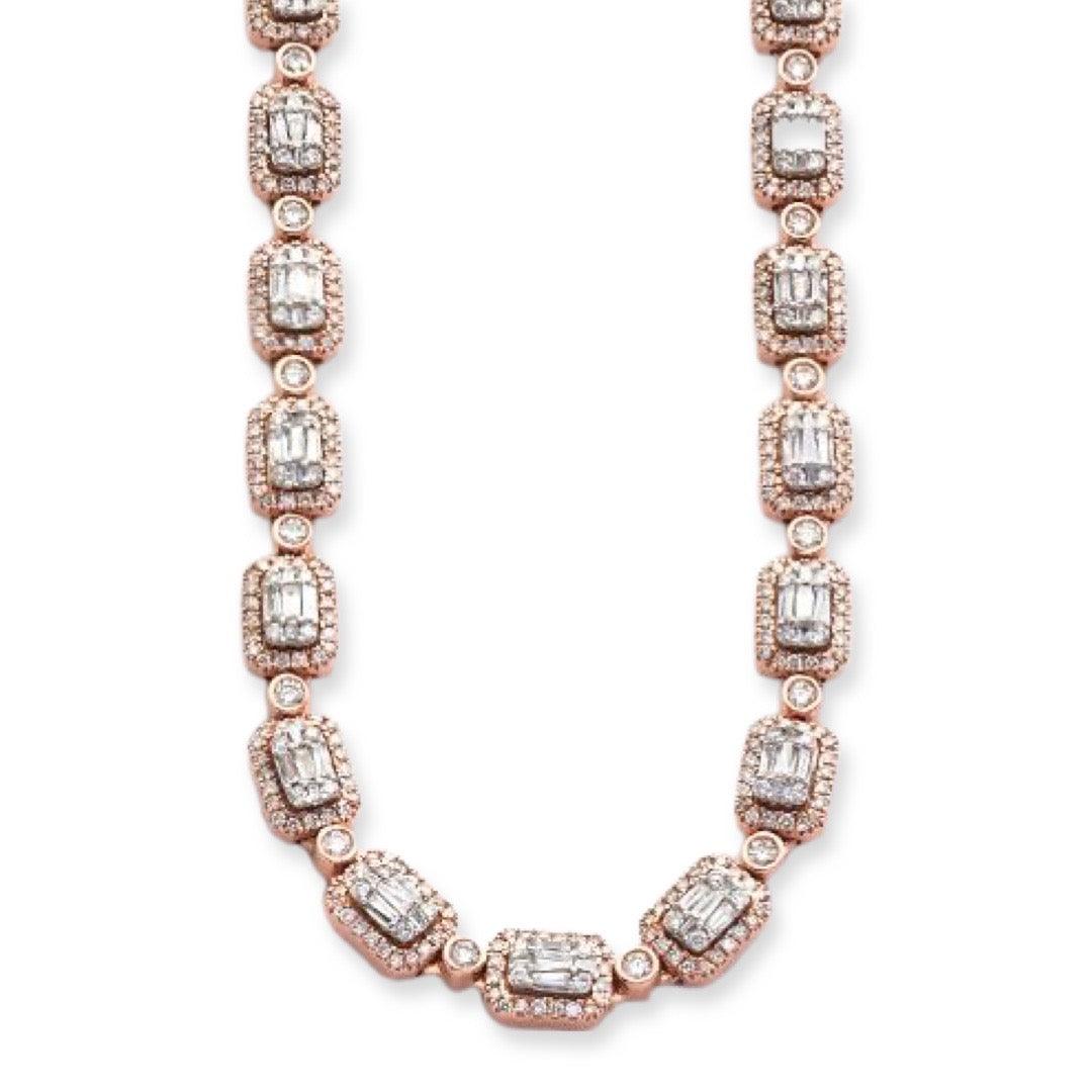 10KR+W 9.00CTW BAGUETTE NECKLACE 20" - Johnny Dang & Co