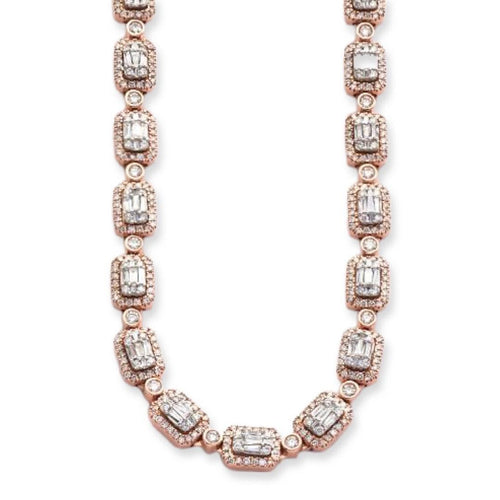 10KR+W 9.00CTW BAGUETTE NECKLACE 20" - Johnny Dang & Co