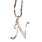 MINI SCRIPT LETTERS SILVER 925 WHITE GOLD PLATED - Johnny Dang & Co