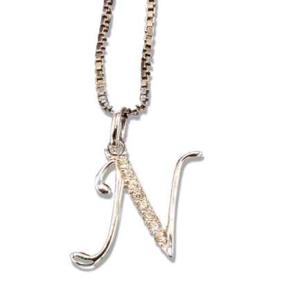 MINI SCRIPT LETTERS SILVER 925 WHITE GOLD PLATED - Johnny Dang & Co