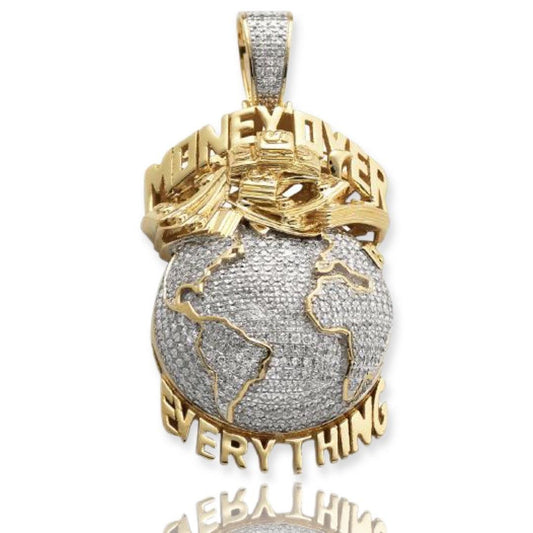 10KY 1.05CTW DIAMOND GLOBE WITH TEXT PENDANT - Johnny Dang & Co