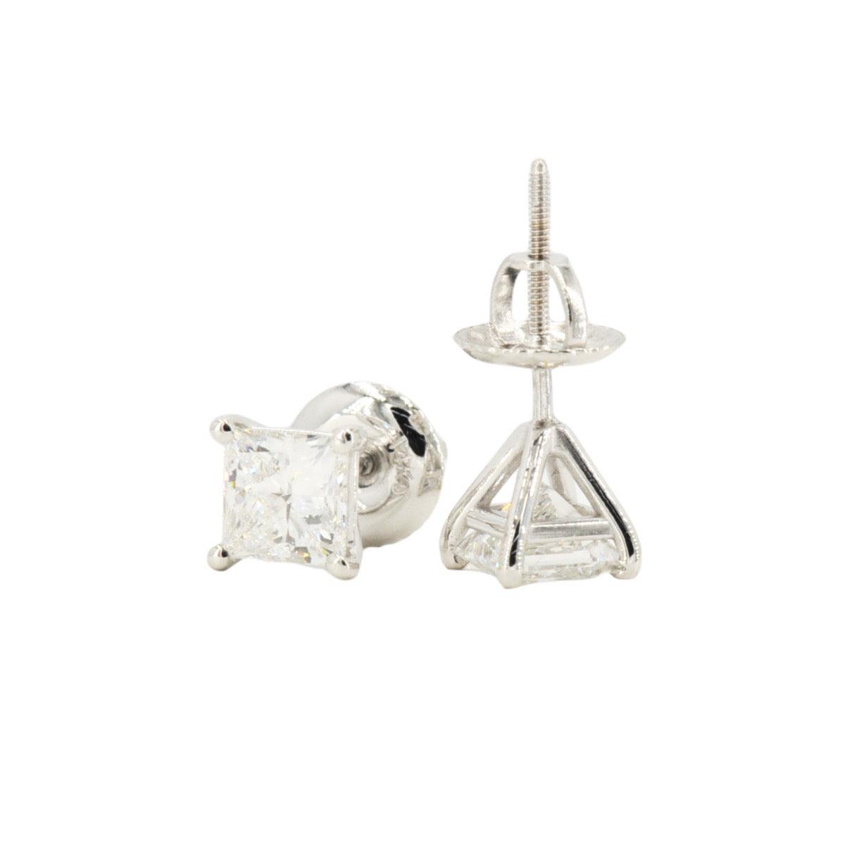 Custom 1.50ctw Princess Cut Diamond Stud Earrings - Johnny Dang & Co