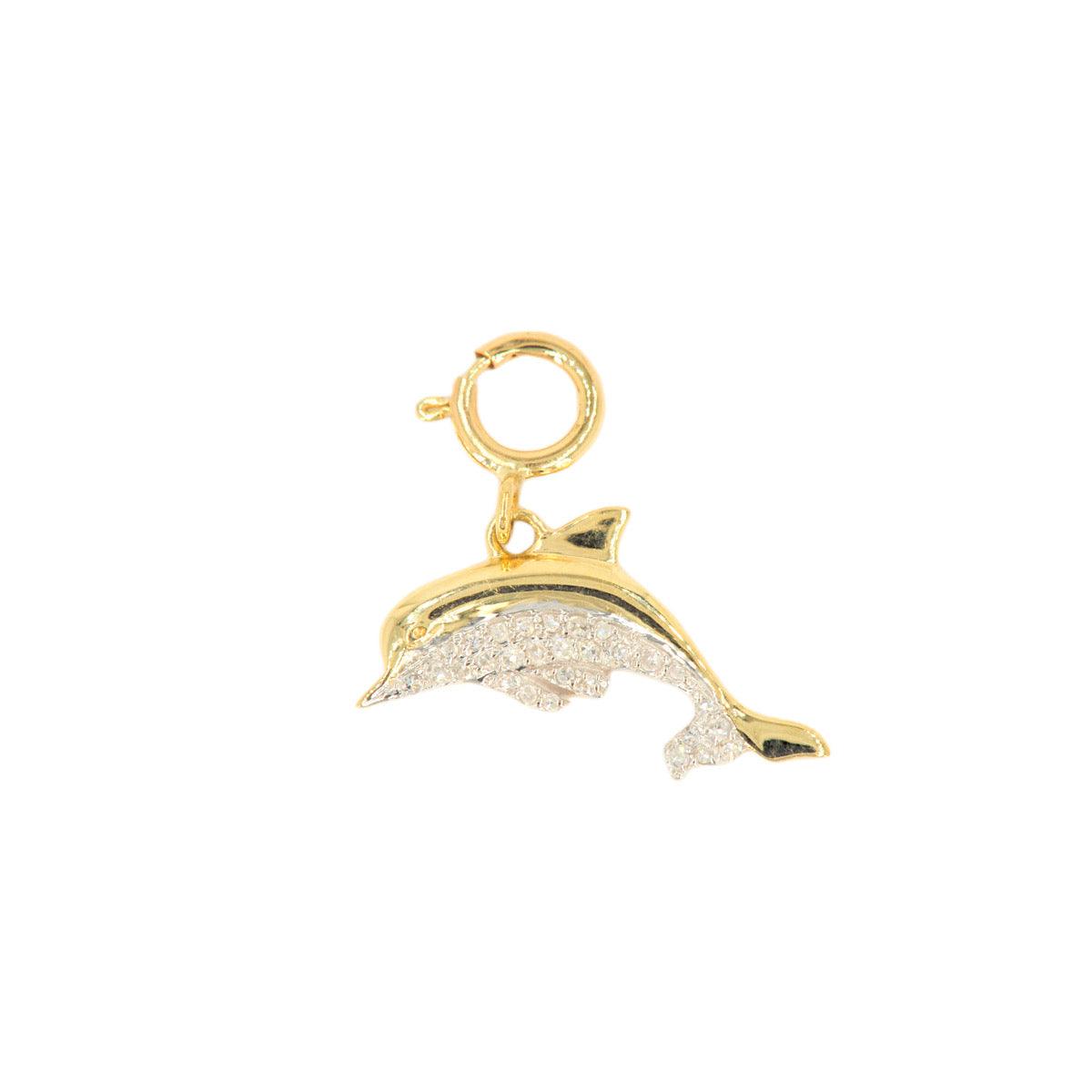 10k Yellow Gold and Diamond 'Dolphin' Charm - 10014 - Johnny Dang & Co