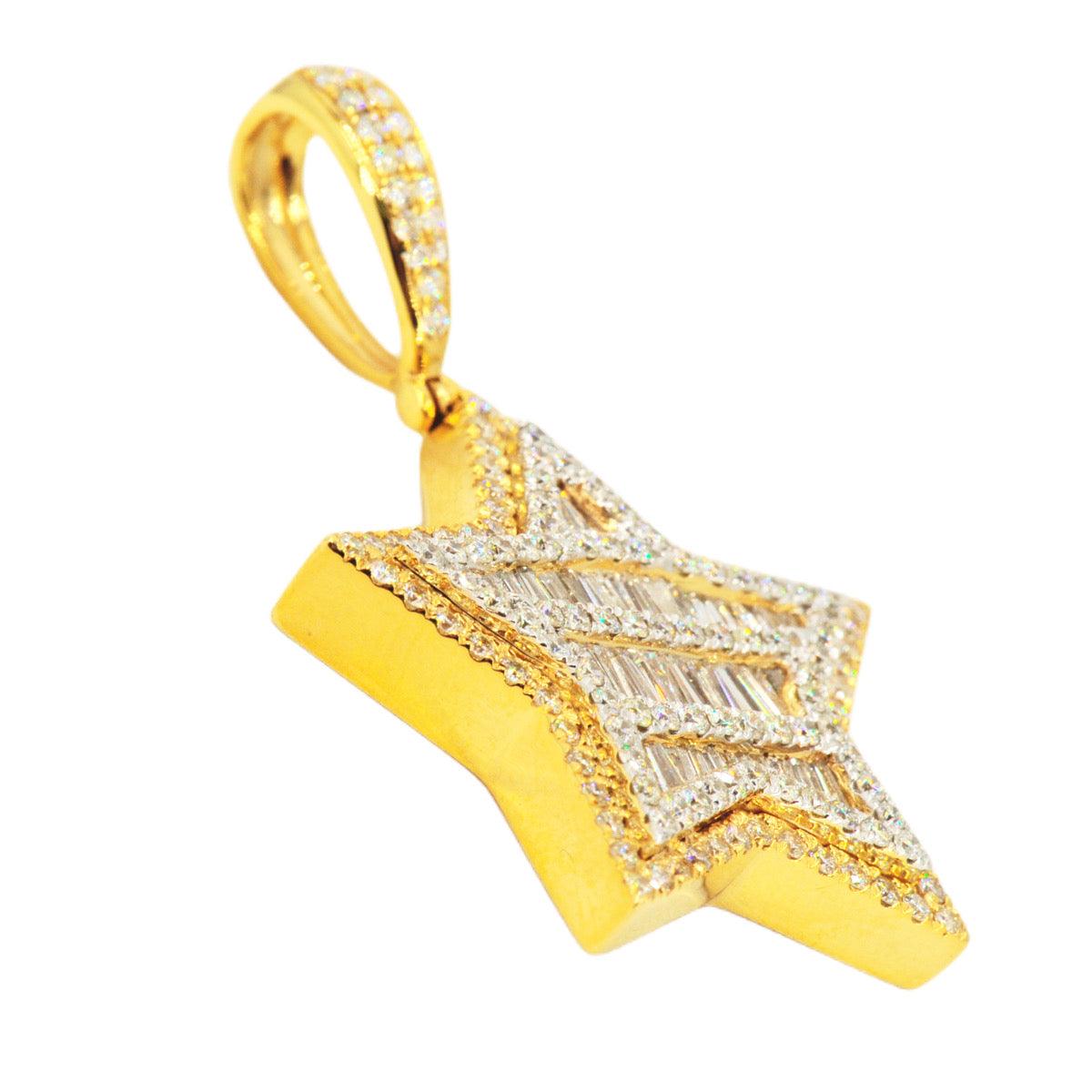 10KY 2.75CTW BAGUETTE DIAMOND STAR PENDANT - Johnny Dang & Co