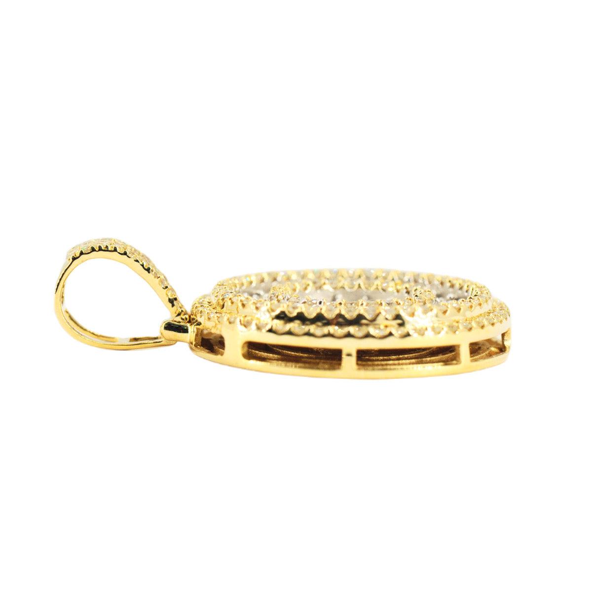 10k Yellow Gold 1.95CTW Round and Baguette Diamond Medallion - Johnny Dang & Co