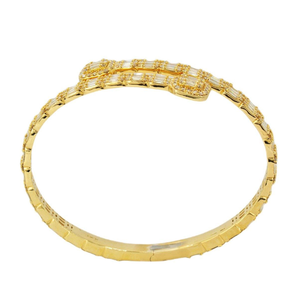 10k Gold 8.15ctw Baguette & Round Cut Diamond Baller Medium Bangle - Unisex - Johnny Dang & Co