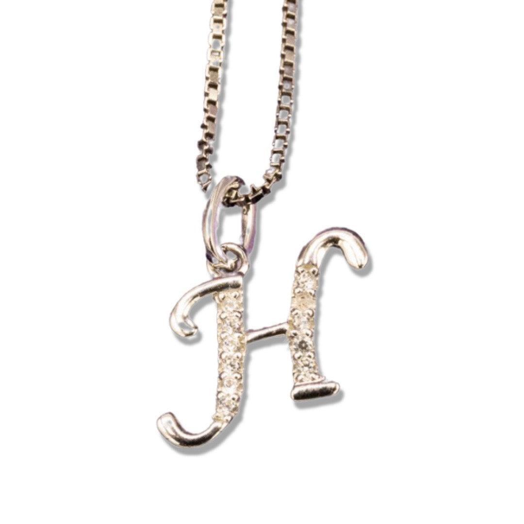 MINI SCRIPT LETTERS SILVER 925 WHITE GOLD PLATED - Johnny Dang & Co