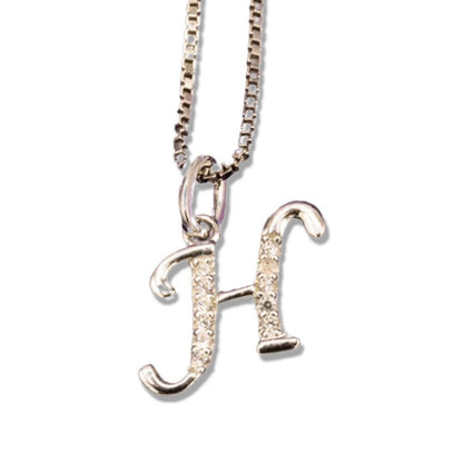 MINI SCRIPT LETTERS SILVER 925 WHITE GOLD PLATED - Johnny Dang & Co