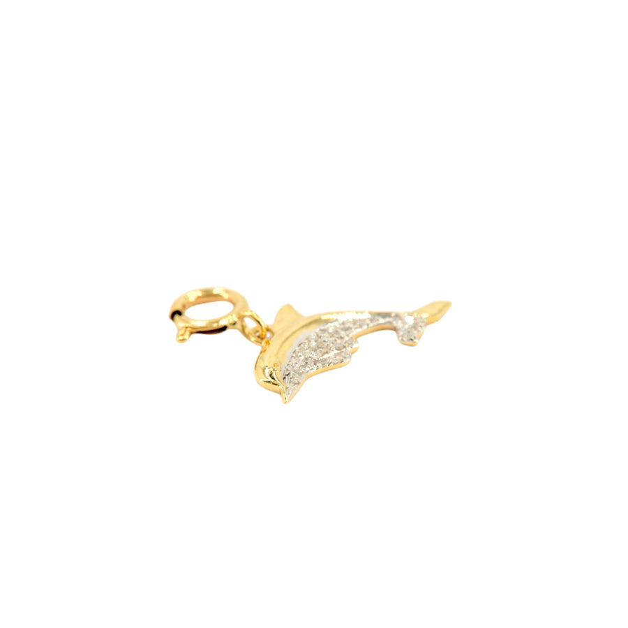 10k Yellow Gold and Diamond 'Dolphin' Charm - 10014