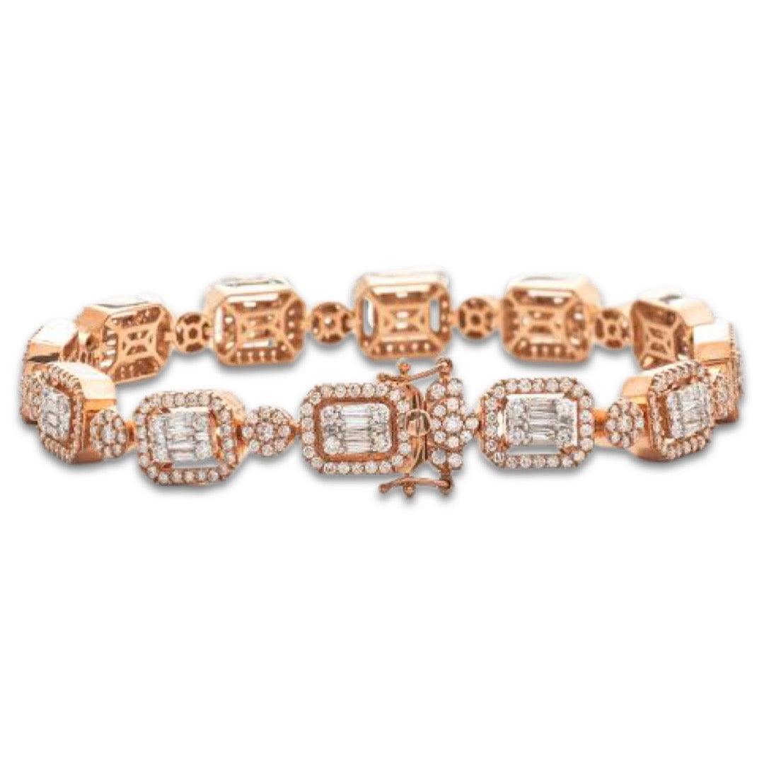 14KR+W 8.50CTW BAGUETTE DIAMOND EMERALD CLUSTER - Johnny Dang & Co