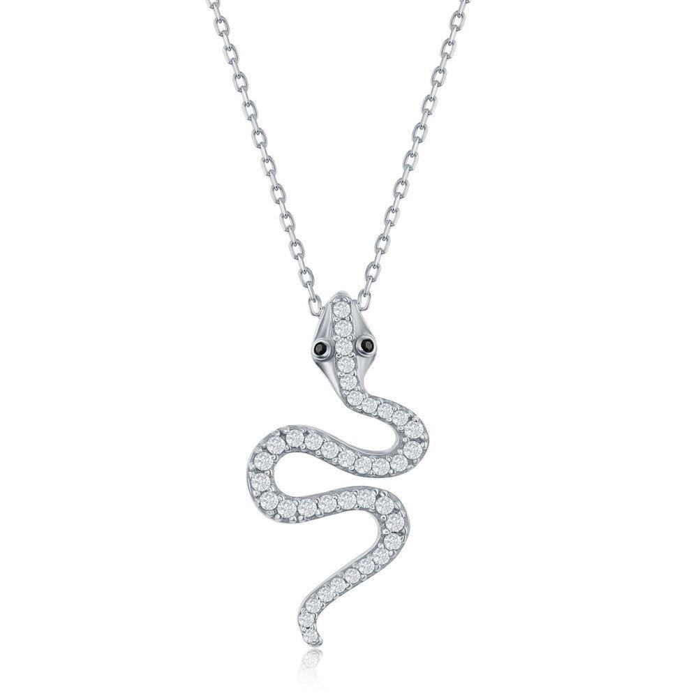 Sterling Silver CZ Snake Necklace - Johnny Dang & Co