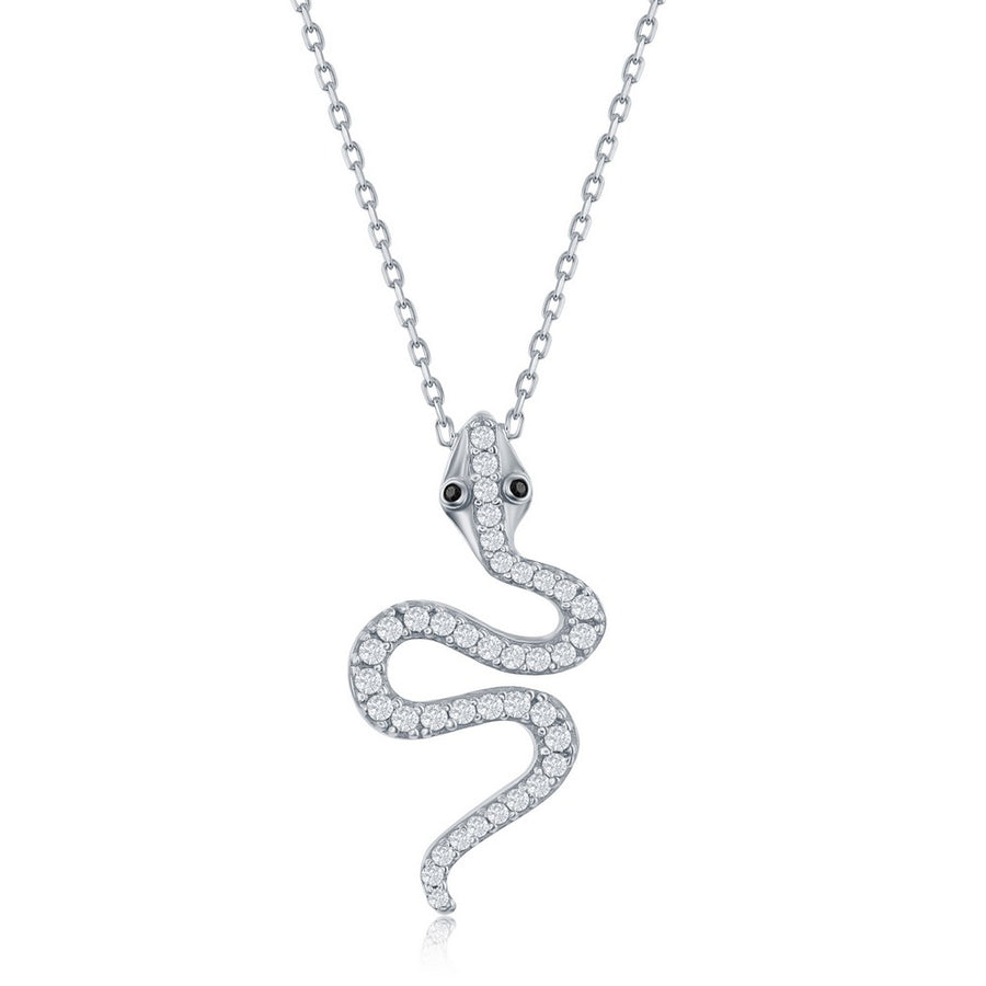 Sterling Silver CZ Snake Necklace