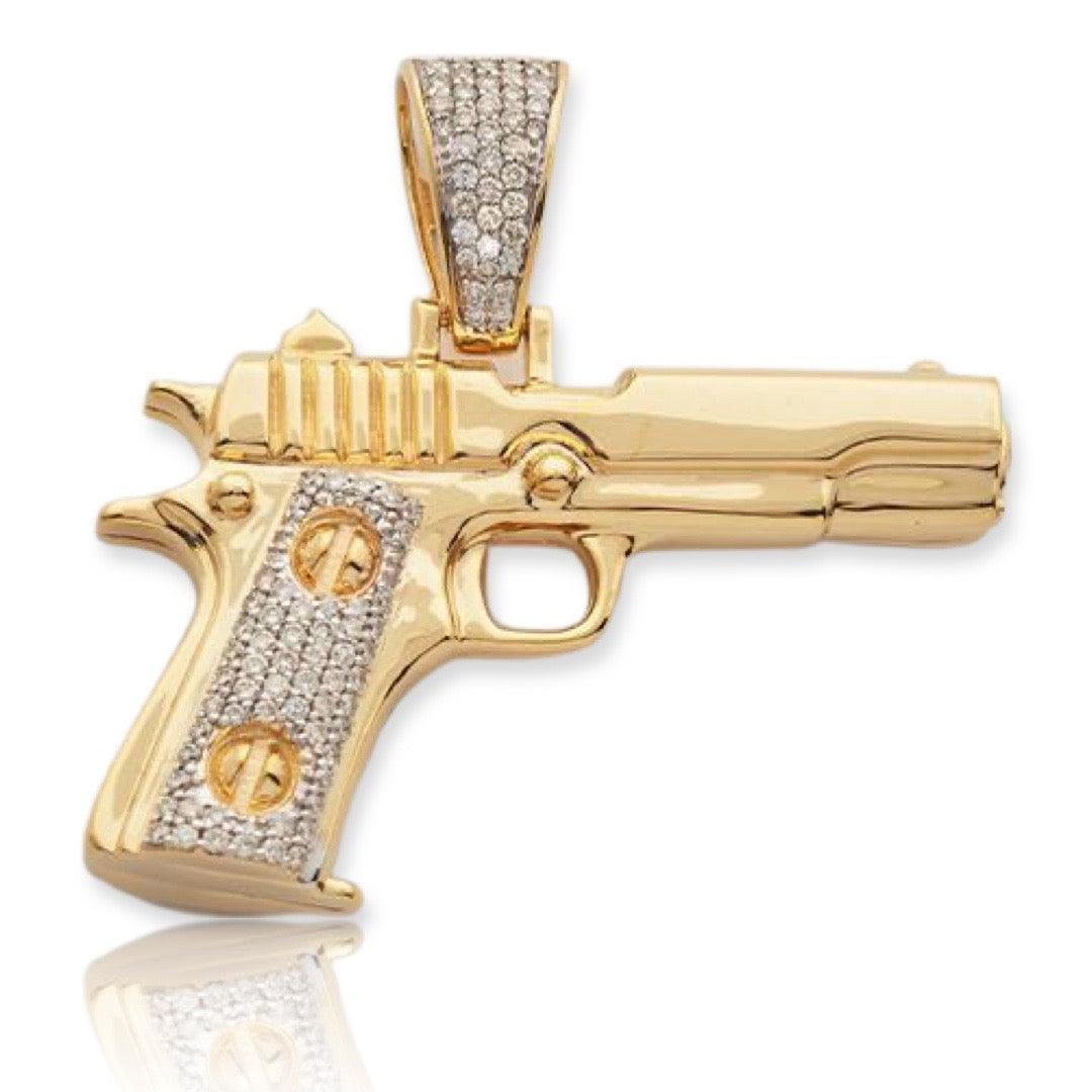 10KY 1.20CTW DIAMOND HANDGUN PENDANT - Johnny Dang & Co