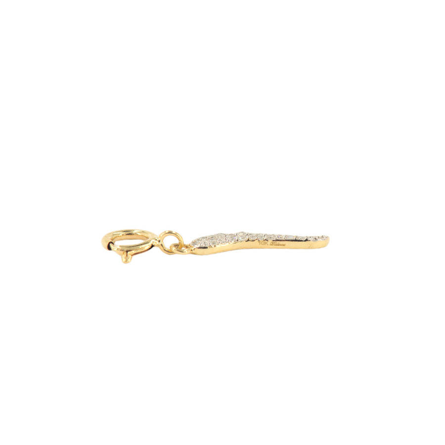 10k Yellow Gold and Diamond 'Italian Horn' Charm - 10023