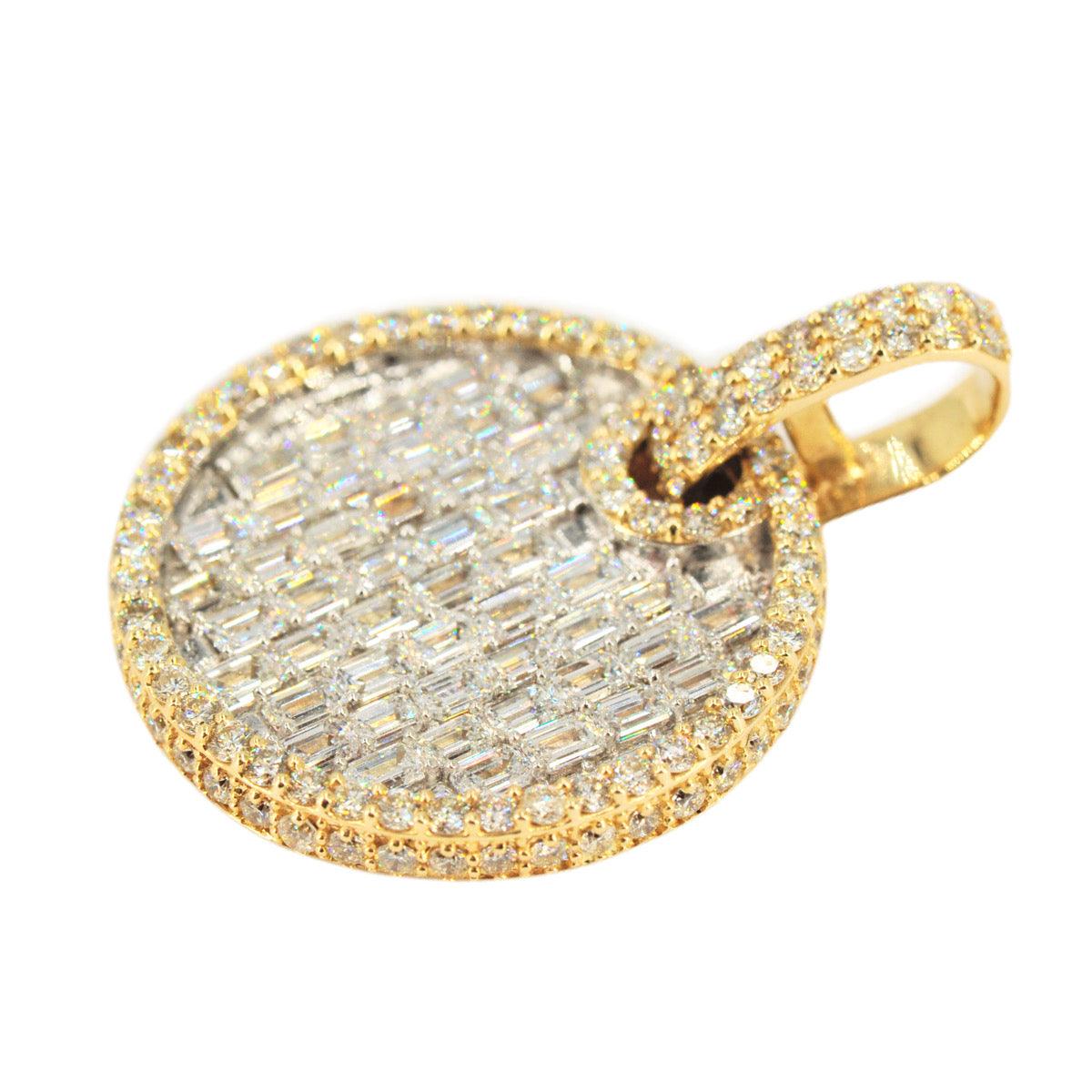 10k Yellow Gold 6.25CTW Round and Emerald Cut Diamond Medallion - Johnny Dang & Co