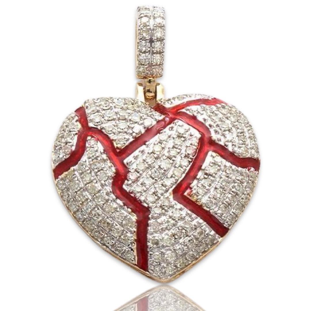 10KY 0.50CTW DIAMOND BROKEN HEART PENDANT - RED EN - Johnny Dang & Co