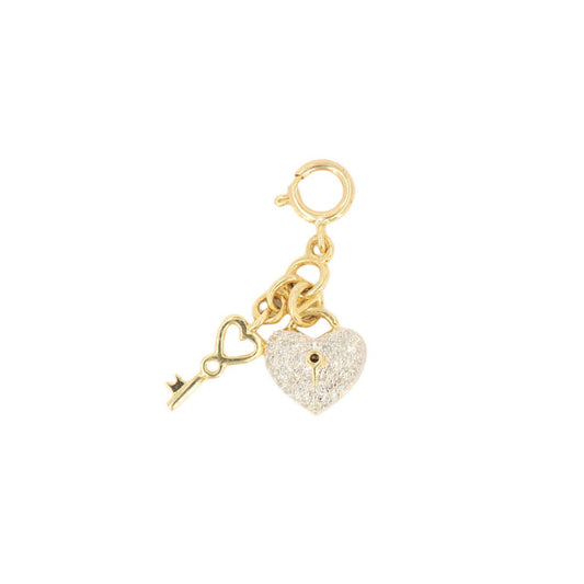 10k Yellow Gold and Diamond 'Heart Lock and Key' Charm - 10068 - Johnny Dang & Co