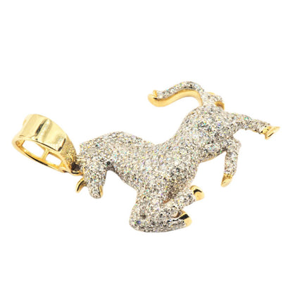 10k Yellow Gold 4.56ctw Majestic Prancing Horse Pendant - Johnny Dang & Co