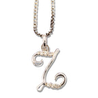 MINI SCRIPT LETTERS SILVER 925 WHITE GOLD PLATED - Johnny Dang & Co