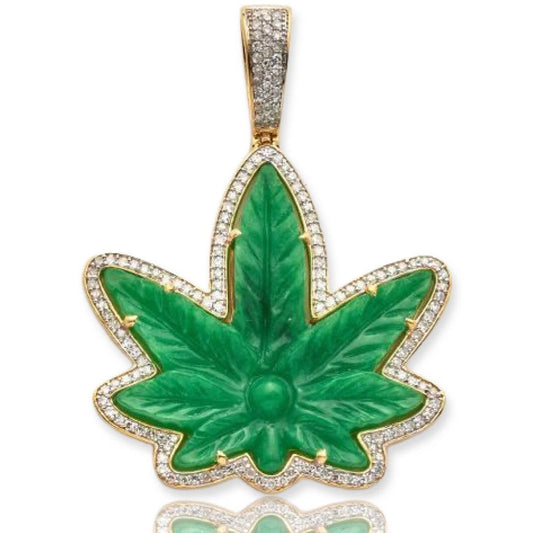 10KY 1.15CTW DIAMOND JADE HERBAL MEDICINE LEAF - Johnny Dang & Co