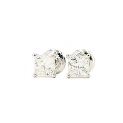 Custom 1.50ctw Princess Cut Diamond Stud Earrings - Johnny Dang & Co
