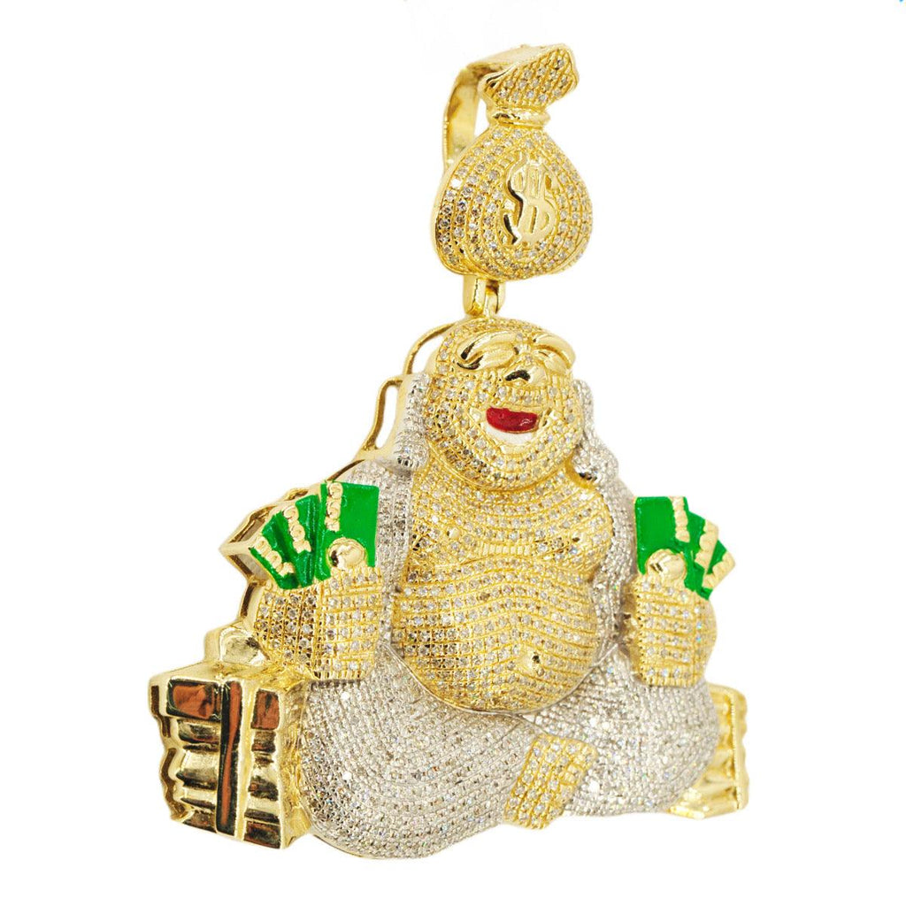 10k Gold 1.85CTW Diamond Lucky Money Bag Buddha - Johnny Dang & Co