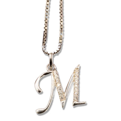 MINI SCRIPT LETTERS SILVER 925 WHITE GOLD PLATED - Johnny Dang & Co