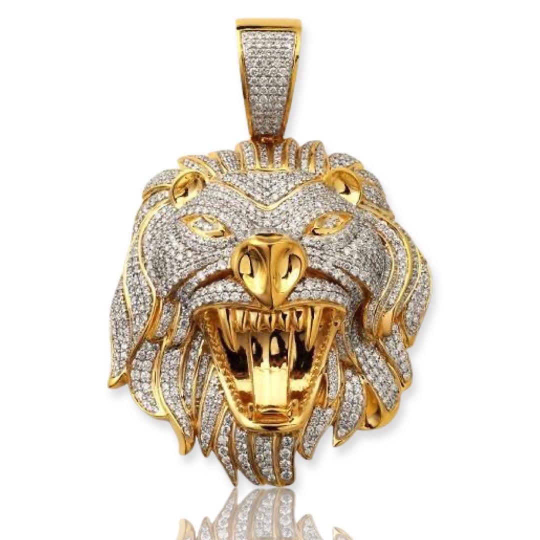 10KY 12.75CTW DIAMOND LION HEAD PENDANT - Johnny Dang & Co
