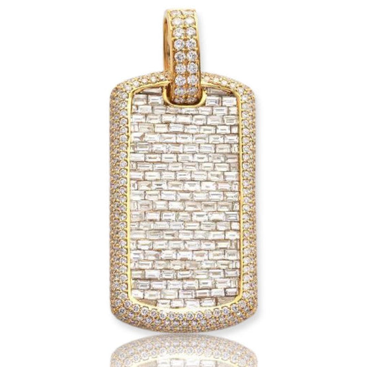 14KY 7.00CTW BAGUETTE DIAMOND DOG TAG PENDANT - Johnny Dang & Co