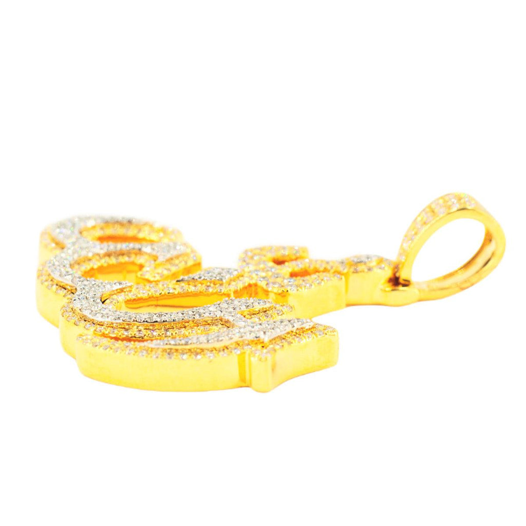 14KY+W TWO TONE 2.50CTW DIAMOND 'ALLAH' PENDANT - Johnny Dang & Co