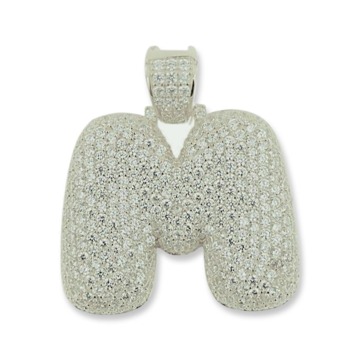 TVJM- Sterling Silver CZ Letter M Pendant - Johnny Dang & Co