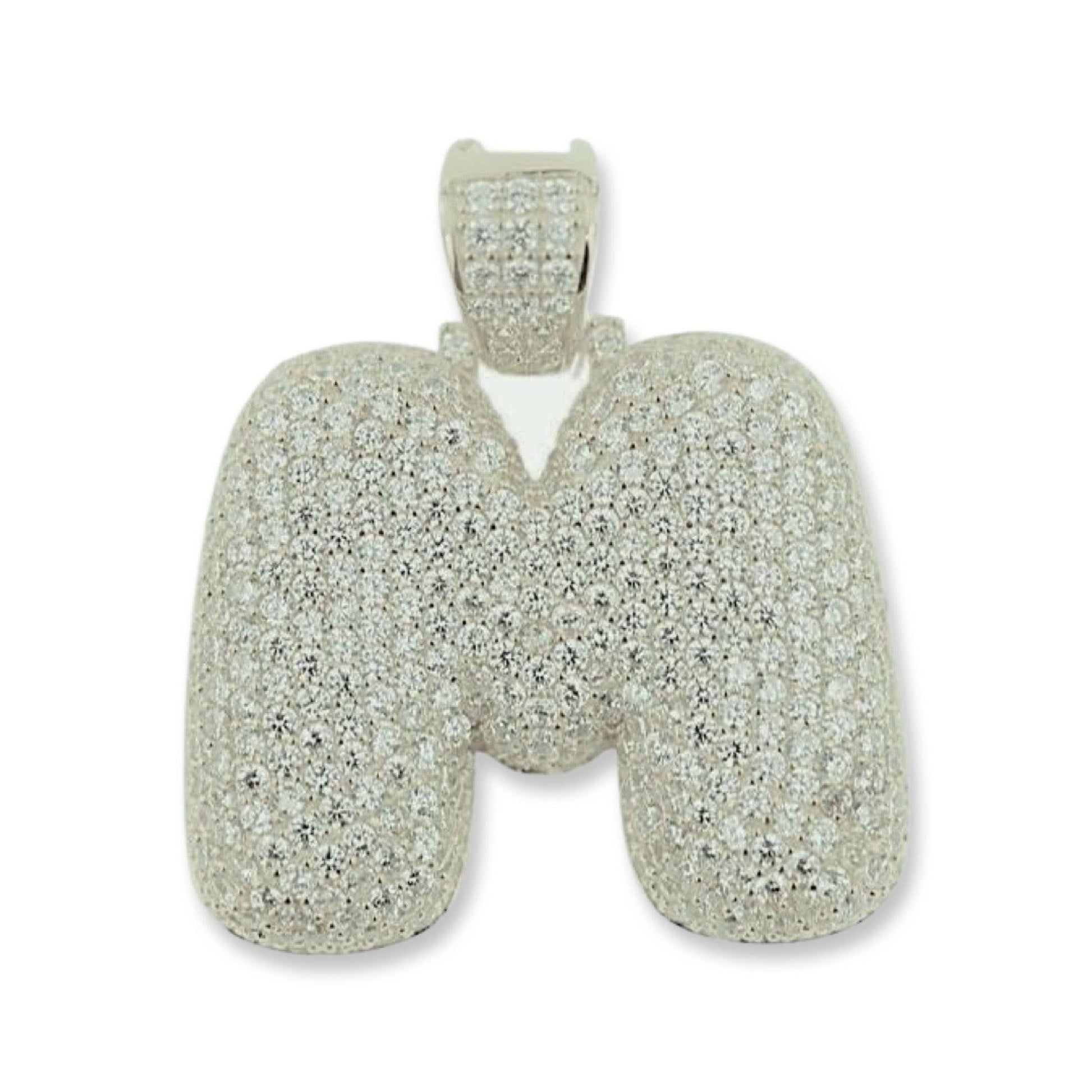 TVJM- Sterling Silver CZ Letter M Pendant - Johnny Dang & Co