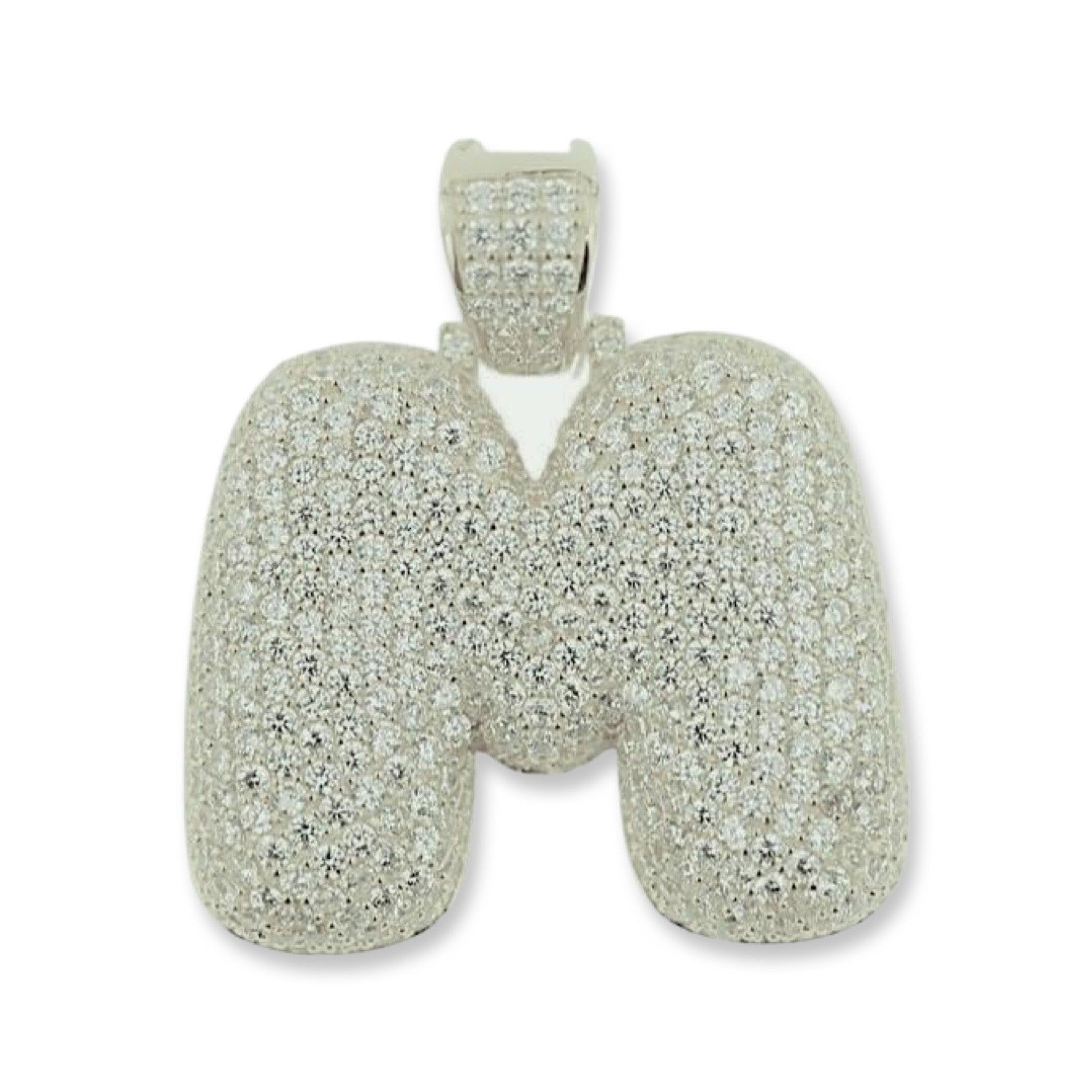 TVJM- Sterling Silver CZ Letter M Pendant - Johnny Dang & Co