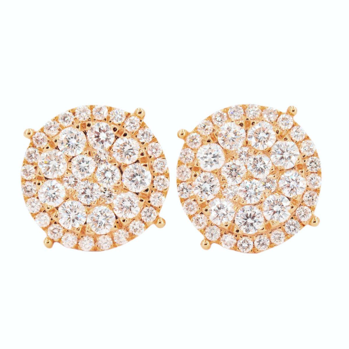 14K 2.00CTW DIAMOND ROUND CLUSTER EARRINGS WITH HALO - Johnny Dang & Co