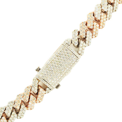 10k 2-Tone White and Rose Gold 28ctw Solid Miami Cuban Chain 22" - Johnny Dang & Co