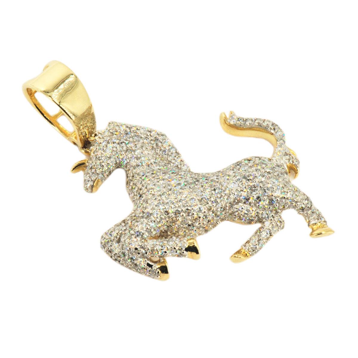 10k Yellow Gold 4.56ctw Majestic Prancing Horse Pendant - Johnny Dang & Co