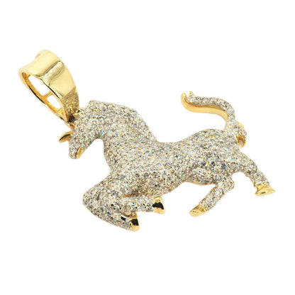 10k Yellow Gold 4.56ctw Majestic Prancing Horse Pendant - Johnny Dang & Co