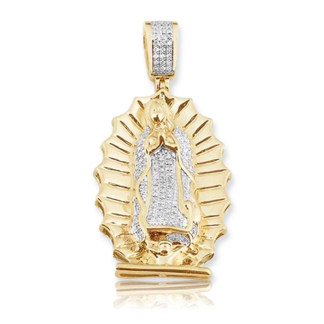 14KY 0.35CTW DIAMOND MOTHER MARY PENDANT - Johnny Dang & Co