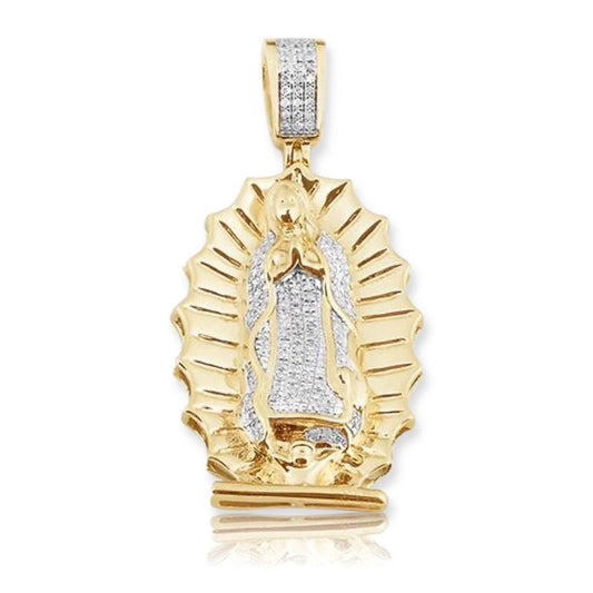 14KY 0.35CTW DIAMOND MOTHER MARY PENDANT - Johnny Dang & Co
