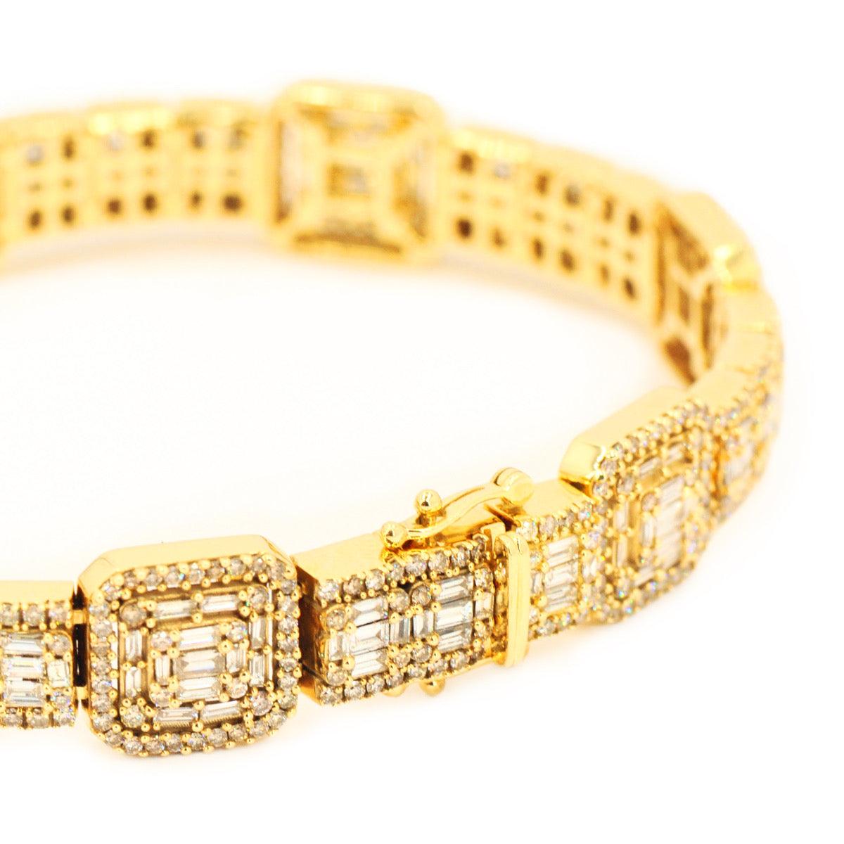 14KY 8.50CTW BAGUETTE DIAMOND SQUARE CLUSTER 8" - Johnny Dang & Co