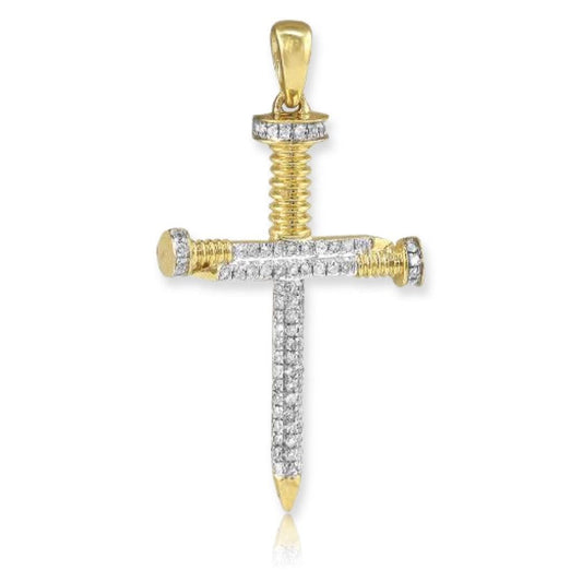 10KY 0.30CTW DIAMOND "NAILS" CROSS PENDANT - Johnny Dang & Co