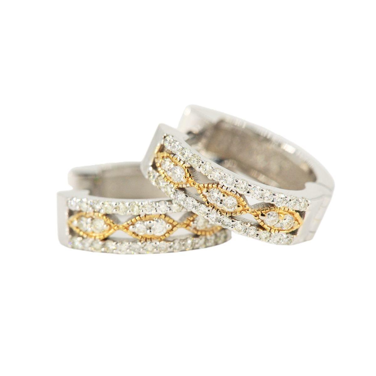 JDTK-p22-132-1 -Two Tone Gold and Diamond Hoop Earrings - Johnny Dang & Co