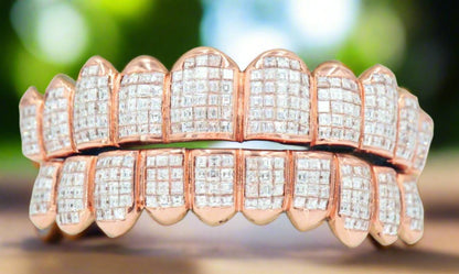 NEW Deluxe Carre Cut Invisible Grillz 10 Teeth - FLAWLESS Diamonds - Johnny Dang & Co