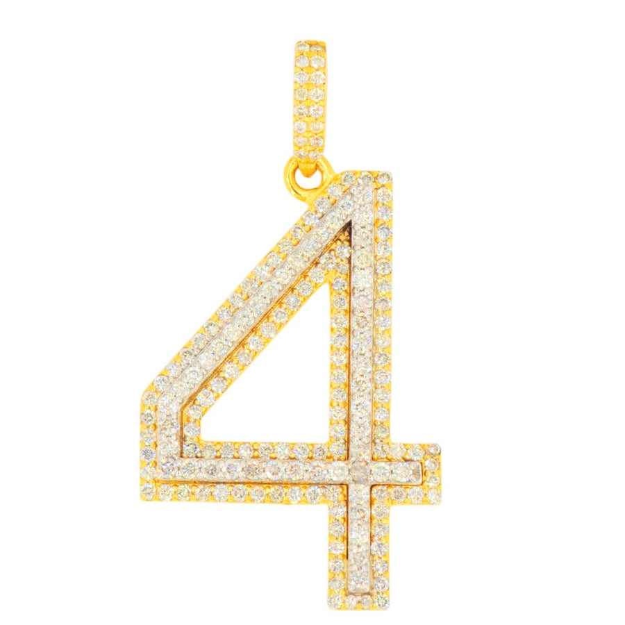10K Yellow Gold Si Diamond Number 4 Pendant
