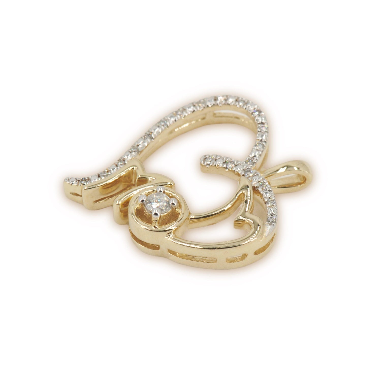 10K Yellow Gold MOM Heart with Diamonds - Johnny Dang & Co