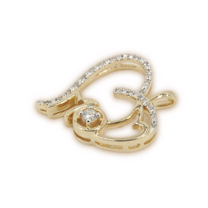 10K Yellow Gold MOM Heart with Diamonds - Johnny Dang & Co