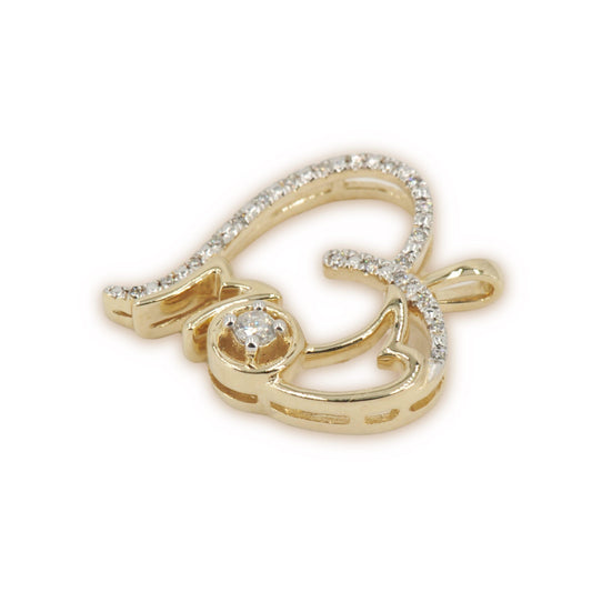 10K Yellow Gold MOM Heart with Diamonds - Johnny Dang & Co